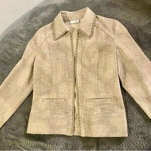 Chico's Textured Snake Print Beige Blazer Sz0